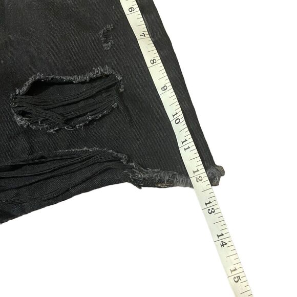 Refuge Distressed Shorts Raw Hem Black Jean Denim Short Chelsea Size 7 Rock Punk - Picture 16 of 16